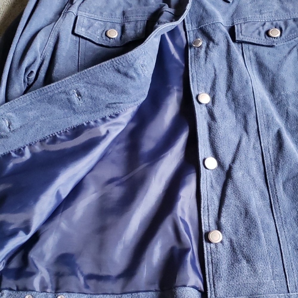 EUC CWS Sz S blue suede jacket - Picture 3 of 8